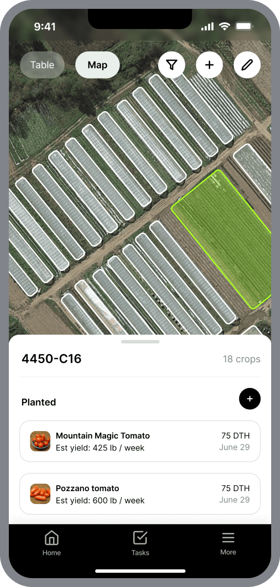 Crop planning map mobile